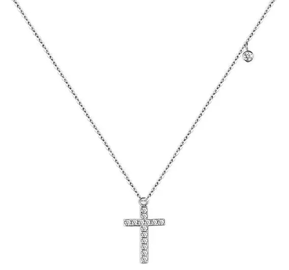 

Solid small Moissanite stones white Or Rose solid Gold cross Moissanite pendant necklace