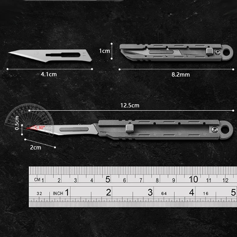 Imagem -05 - Mini Titanium Alloy Surgical Knife Acampamento ao ar Livre Open Box Art Push Knife Portátil com 10 Lâminas