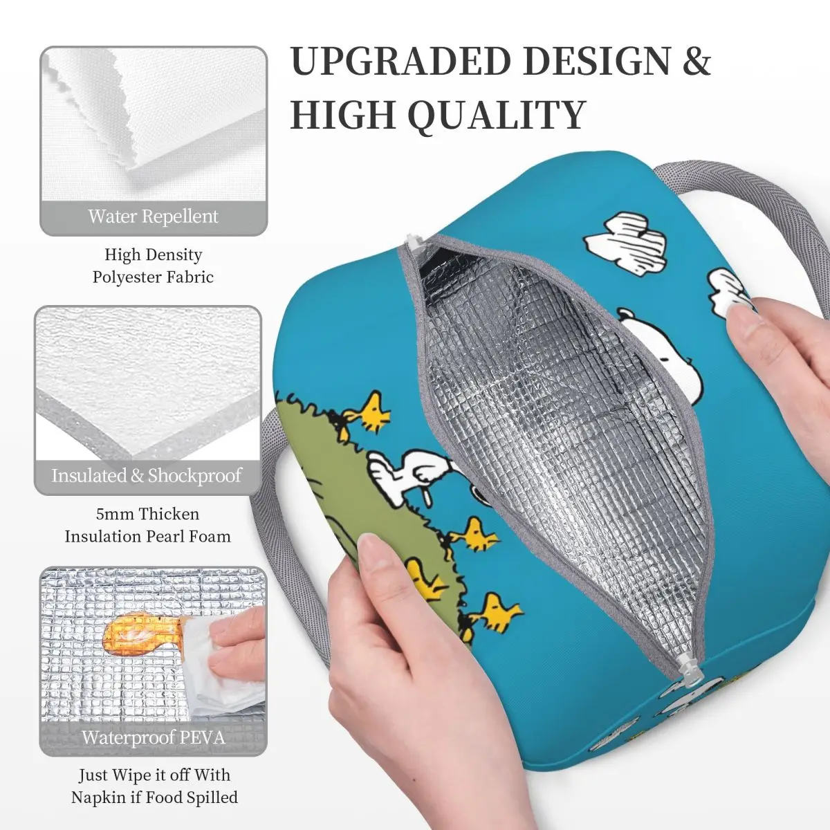 Snoopy Peanuts Insulated Lunch Bags Leakproof Meal Container Thermal Bag Lunch Box Tote School Travel Men Women view 6