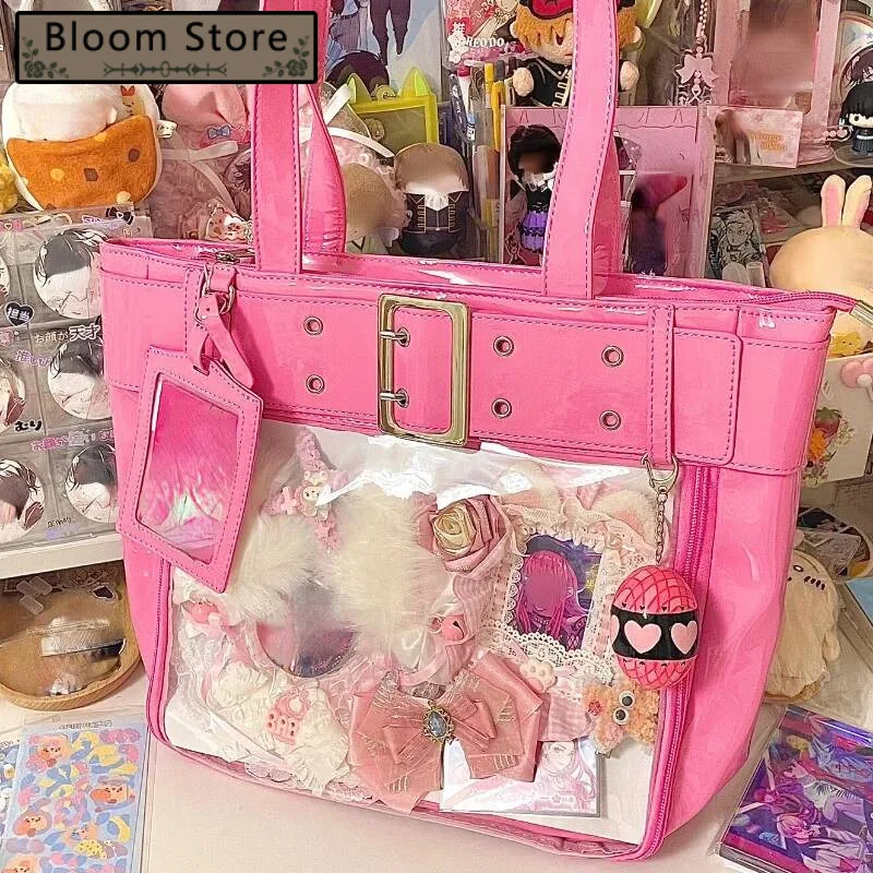 

Y2k Aesthetic Punk Belt Transparent Shoulder Handbags Vintage Streetwear Fashion Tote Underarm Bag Trendy All Match Ins Ita Bags
