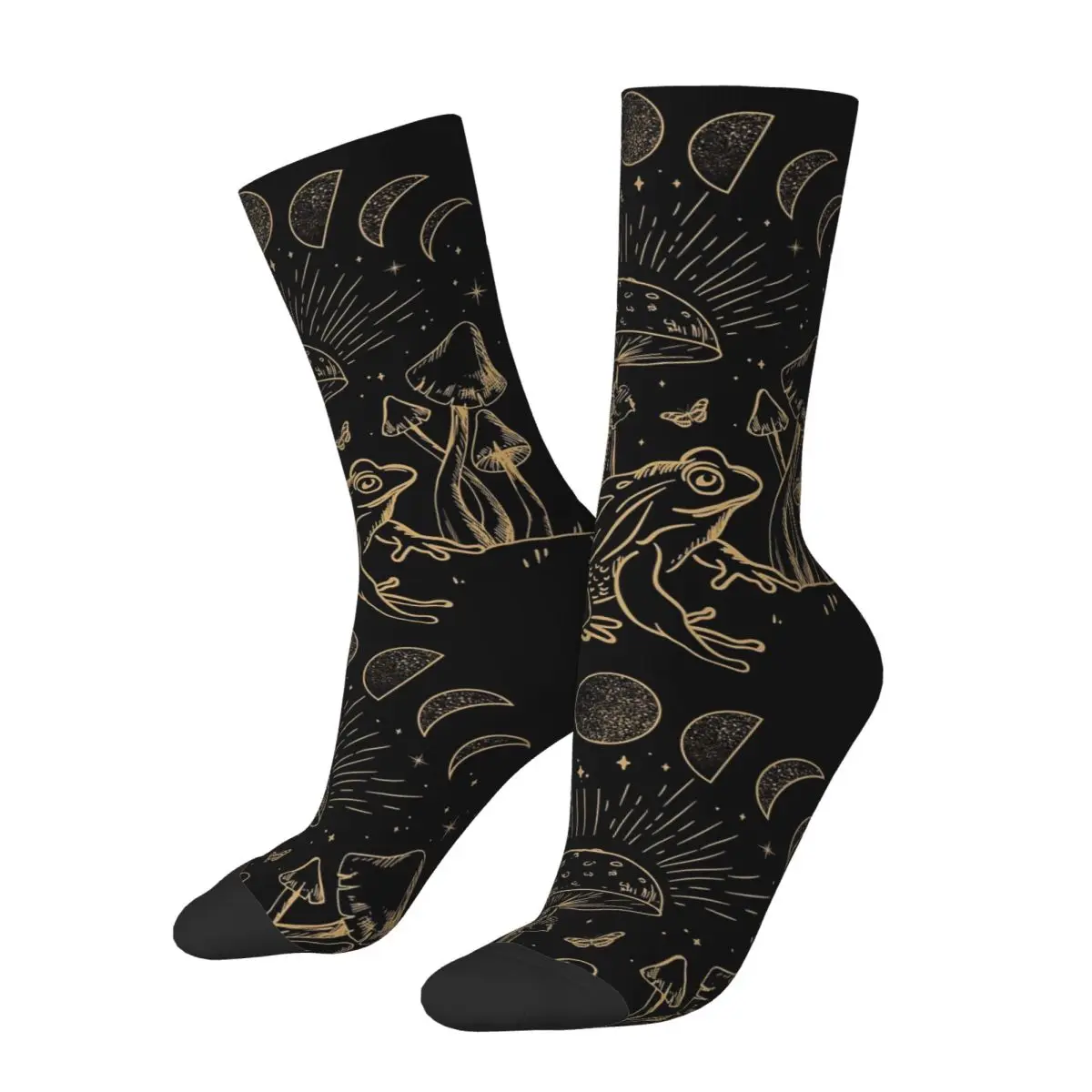 Dark Academia Frog Under Mushroom Cottagecore Socks High Quality Stockings All Season Long Socks Accessories for Unisex Gifts