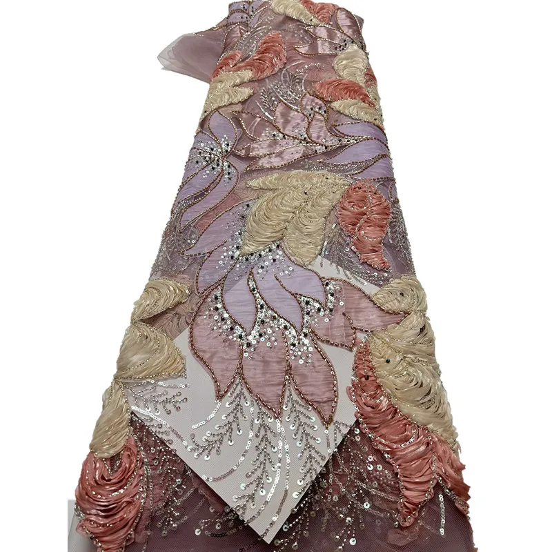 

Африканское сетчатое кружево с нигерийскими бусинами, высококачественное кружево с пайетками 2026 года для женских платьев, вечеринок, свадеб и шитья