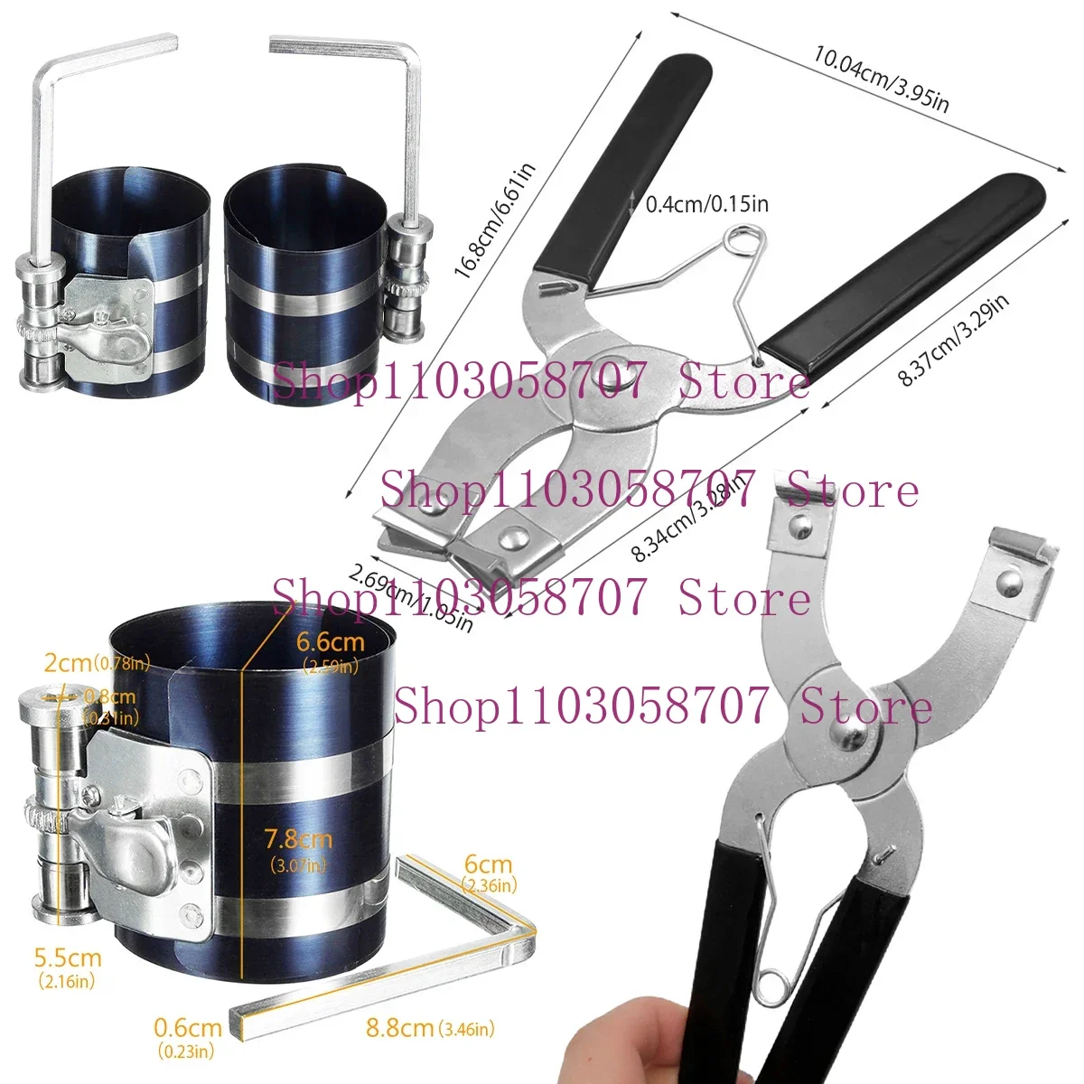 Piston Ring Installer Piston Ring Plier 53-175mm Piston Ring Compressor Tool Car Engine Vehicle Maintenance Clamp Expander Plier