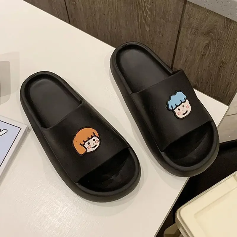 

Women's Trend Couple Slippers 2024 Summer New Bathroom Anti-Slip Soft Bottom Shoes Outdoors Wear-resisting Beach Sandals