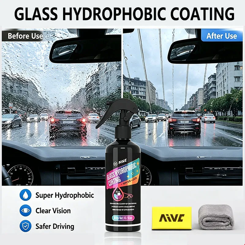 Wasserabweisende, hydrophobe Beschichtung für Autoglas, Anti-Regen-Spray für Windschutzscheibe, Auto-Fenster und Rückspiegel