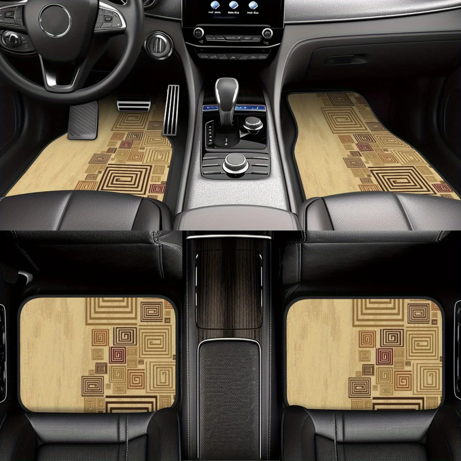 [4pcs Set Value Pack] Full-Print Universal Car Mats | High-Density Polyester, Fits All Models, All-Season, Easy Installation & C