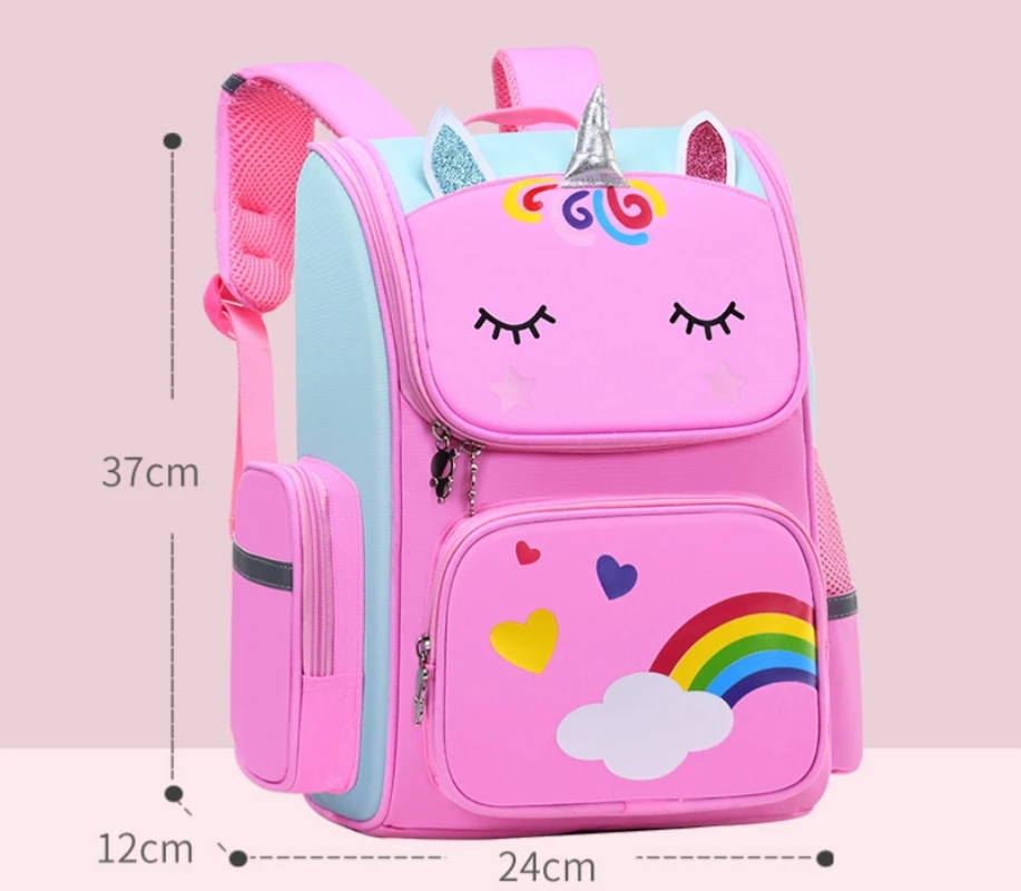 Mochila Personalizada Unicorn Elementary School Cartoon, Mochila Espacial Infantil, Mochila de Jardim de Infância, Nome Bordado