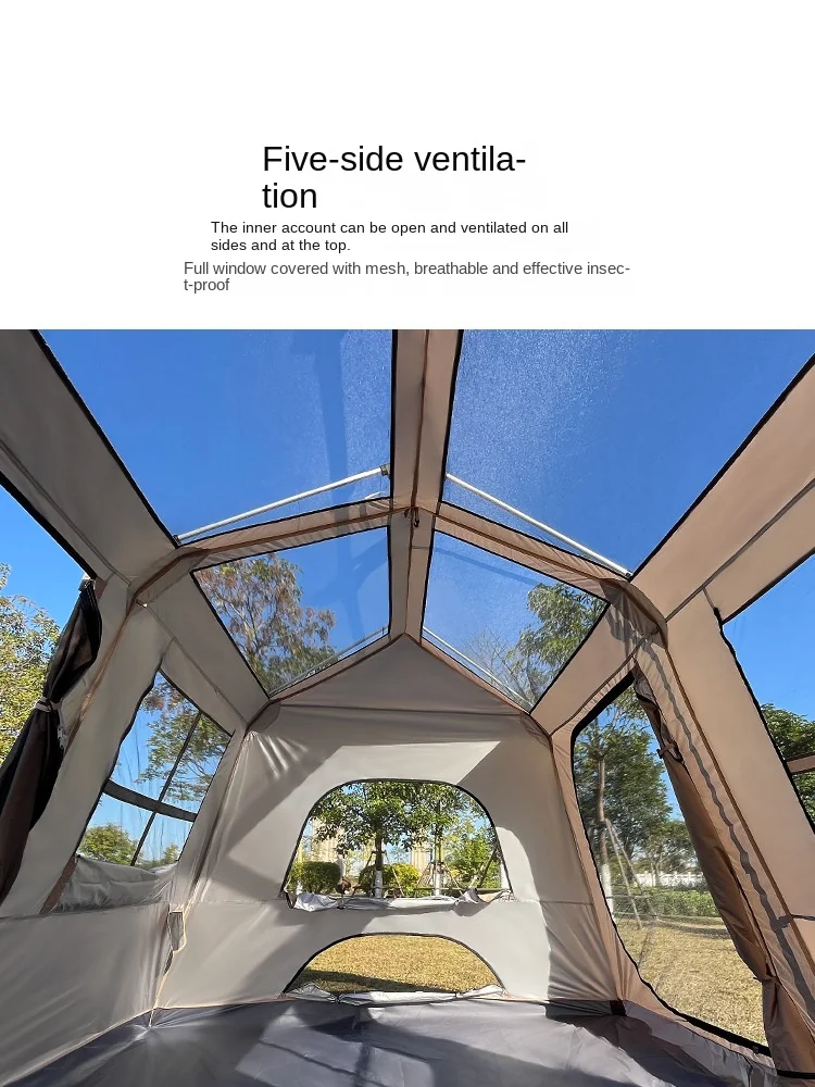 Outdoor Tents Camping Roof Tent Quick Set Automatic Equipment Windproof Sunscreen Overnight Room Full Set Waterproof