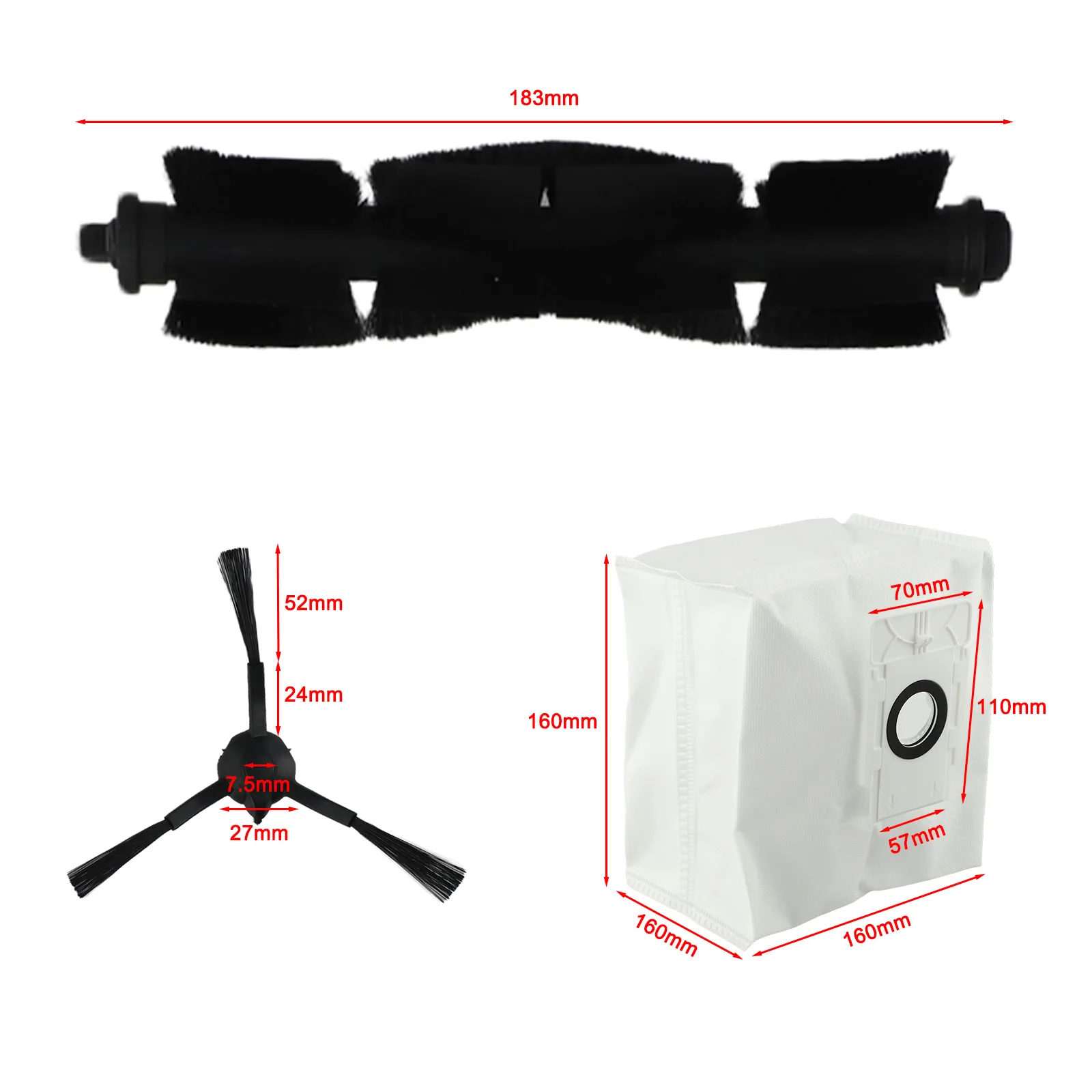 Floor Care Black White Robot Vacuum Kit Robot Vacuum Cleaning Tools Vacuum Comprehensive Cleaning Tool Spare Replacement Parts