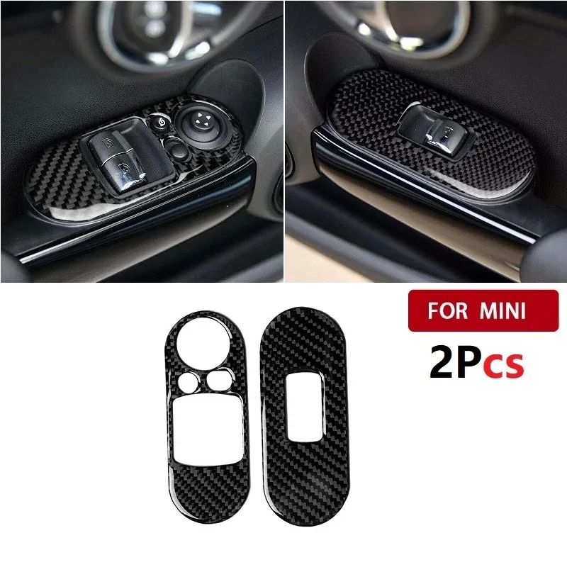 

2PCS Real Car Door Window Control Covers Trim Carbon Fiber For BMW MINI Cooper S 3DR F56 Interior Mouldings