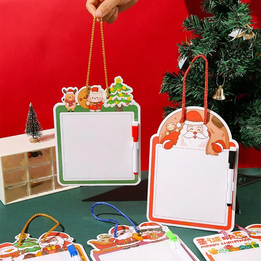 3/5/10pcs Creative Christmas Erasable Whiteboard Cartoon Animal Shape Reusable Drawing Writing Pad with Rope Portable