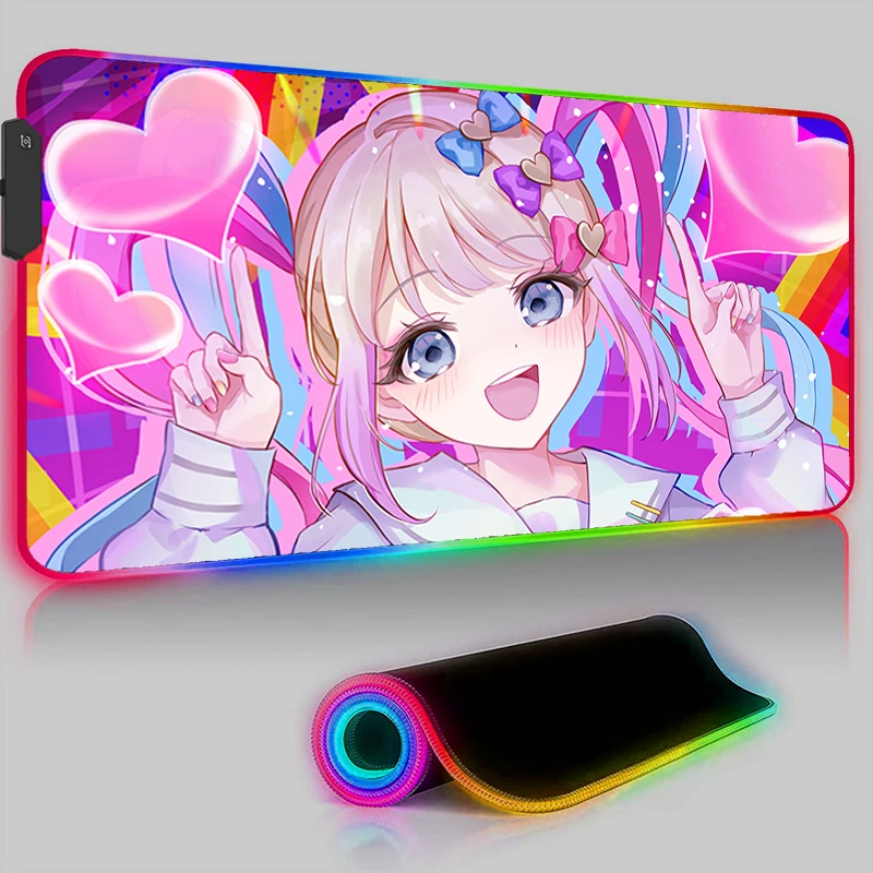 

NEEDY GIRL OVERDOSE LED Mouse Pad PC Kawaii Pink Backlight Pad Laptop Anime Girl Keyboard Pad Gaming Mousepad XXL Gamer Desk Mat