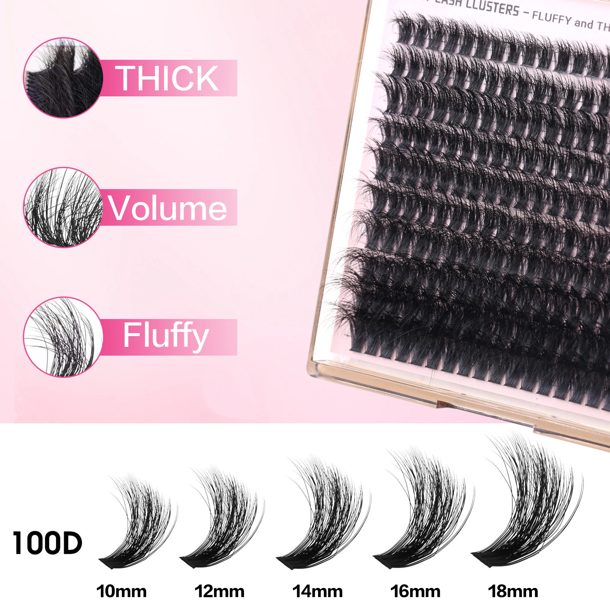 [Klaar voorraad] Diy Cluster Fox Lashes Synthetische PBT Valse Wimpers Volume Natuurlijke Herbruikbare Langdurige Sterke Hold Make-up