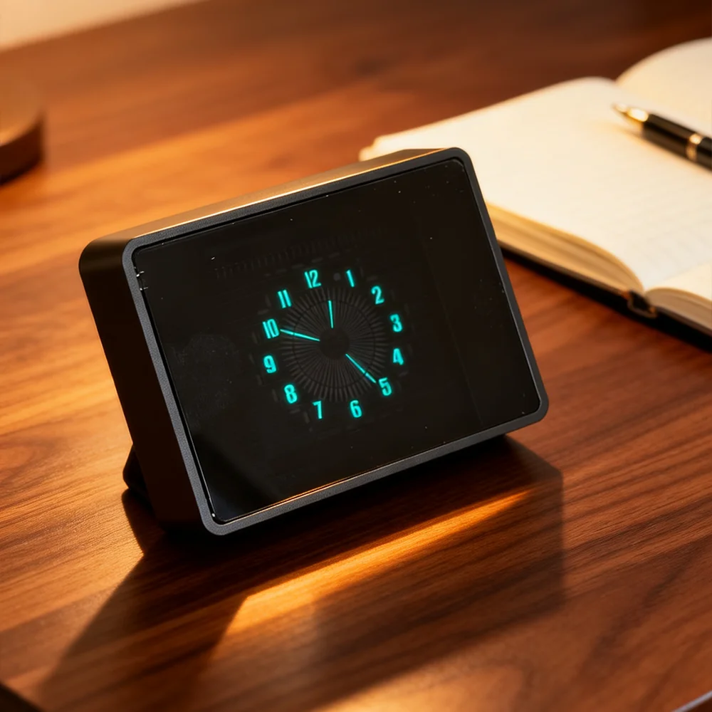 Mini Creative Desktop Clock Pointer-type 5V Vacuum Fluorescent Display Screen WIFI Clock Retro Aluminum Alloy / Wood Grain Shell