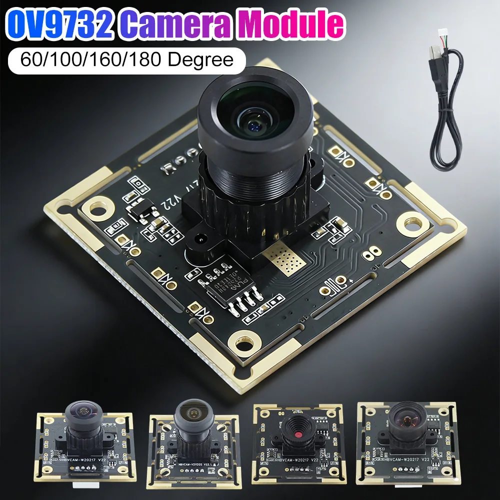 OV9732 Camera Module 720P 1MP 1280x720 60/72/100/160/180 Degree Adjustable Manual-focus MJPG/YUY2 for Face Recognition Projects