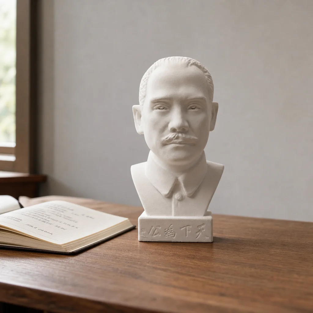 Sun Yat-sen Plaster Bust Sculpture Historical Figure Sketch Drawing Model Desktop Ornament Home Office Study Decor Art Craft