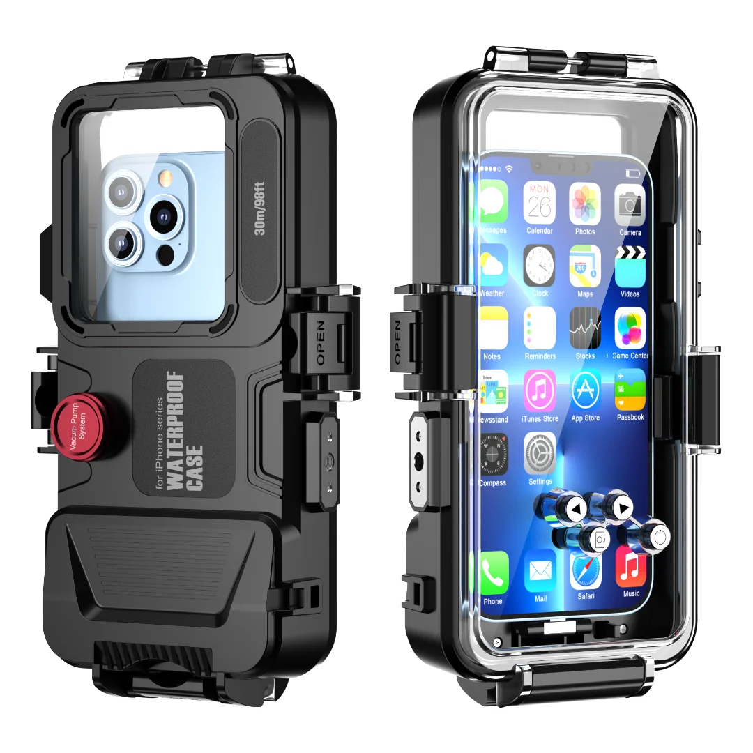 Shellbox 30M 98FT IPX8 Powerful Waterproof Case for iPhone 15 Pro Max S24 Note 20 Ultra A25 OnePlus 12 Professional Diving Case