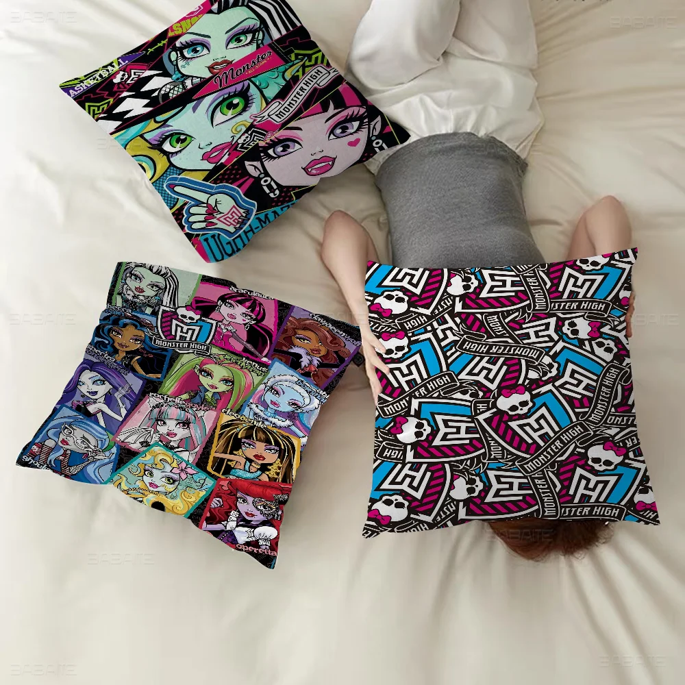 Cartoon M-Monster H-High Girl Fashion Doll Cushion Cover Inches Farmhouse Decor Home Throw Pillow Covers for Couch Decorations