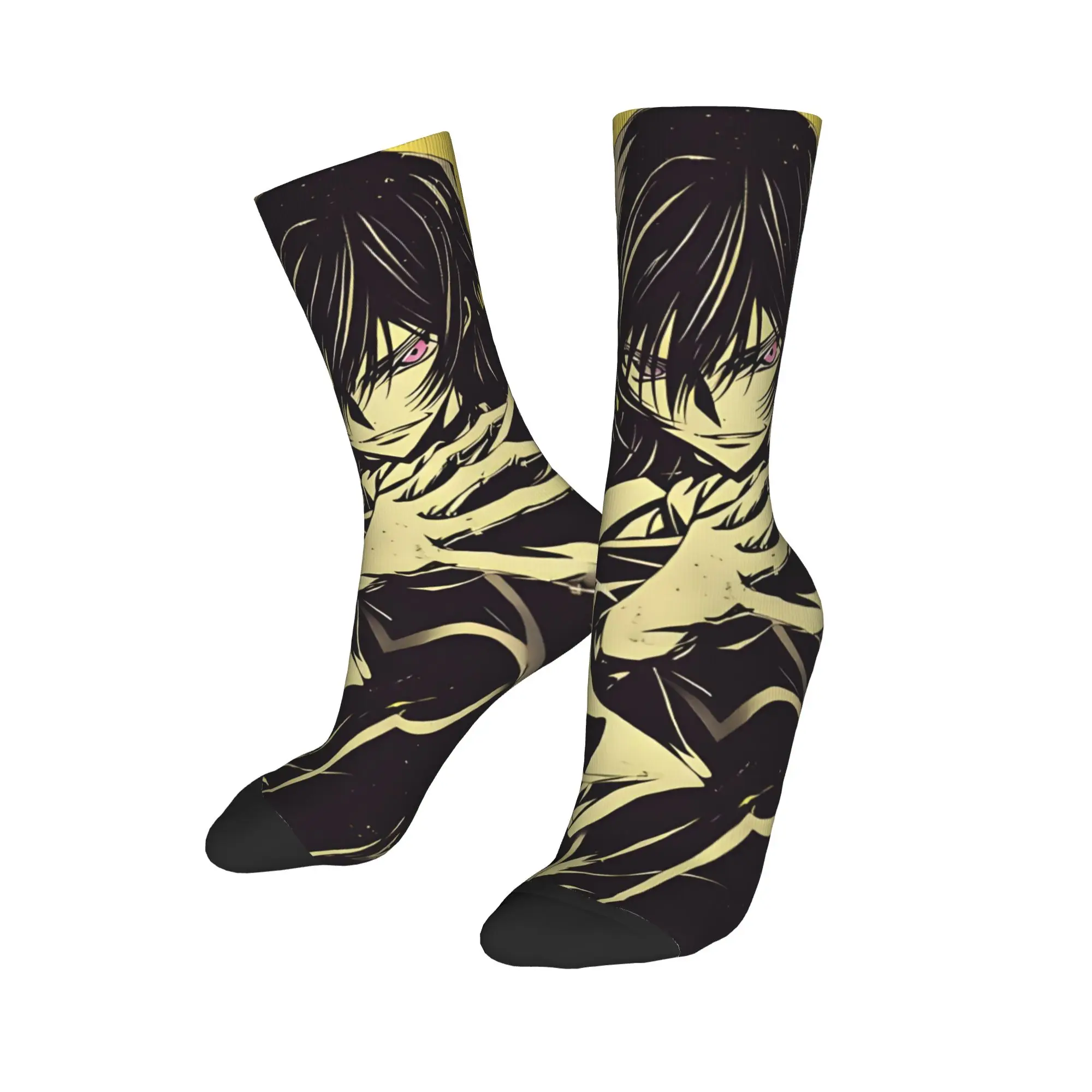 Funny Sock Bandai Code Geass Lelouch   Hero Or Villain Rock Quality Pattern Printed Men Crew Socks Novelty Men's Socks