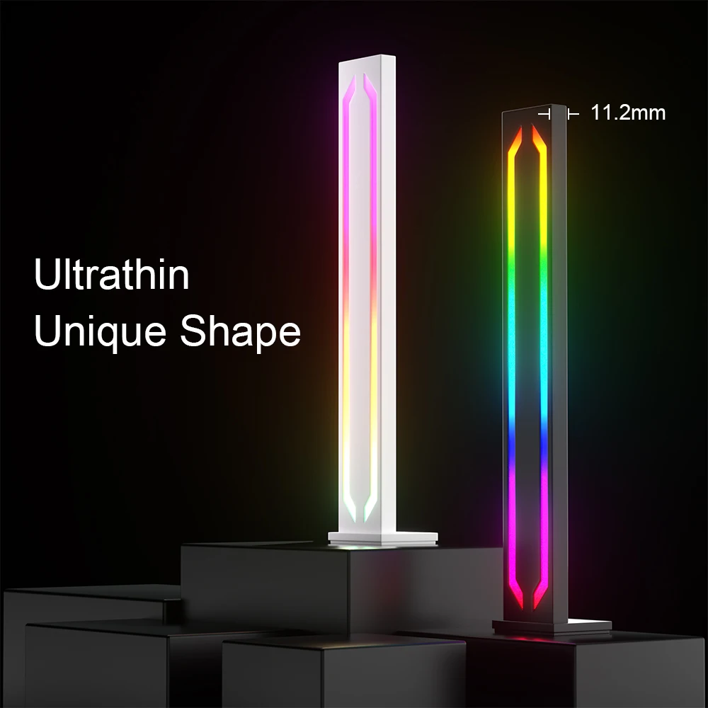 RGB Desktop Floor Lamp Ultra Thin Aluminum Shell Light Bars Night Light Music Rhythm Atmosphere Lights Backlight for Gaming TV