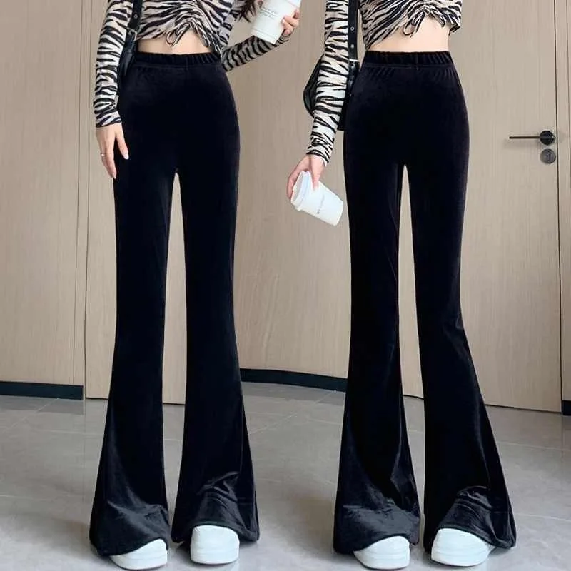 

Черные классические универсальные микро-расклешенные брюки для женщин весной и осенью. Новые повседневные брюки. Удобные простые расклешенные брюки.