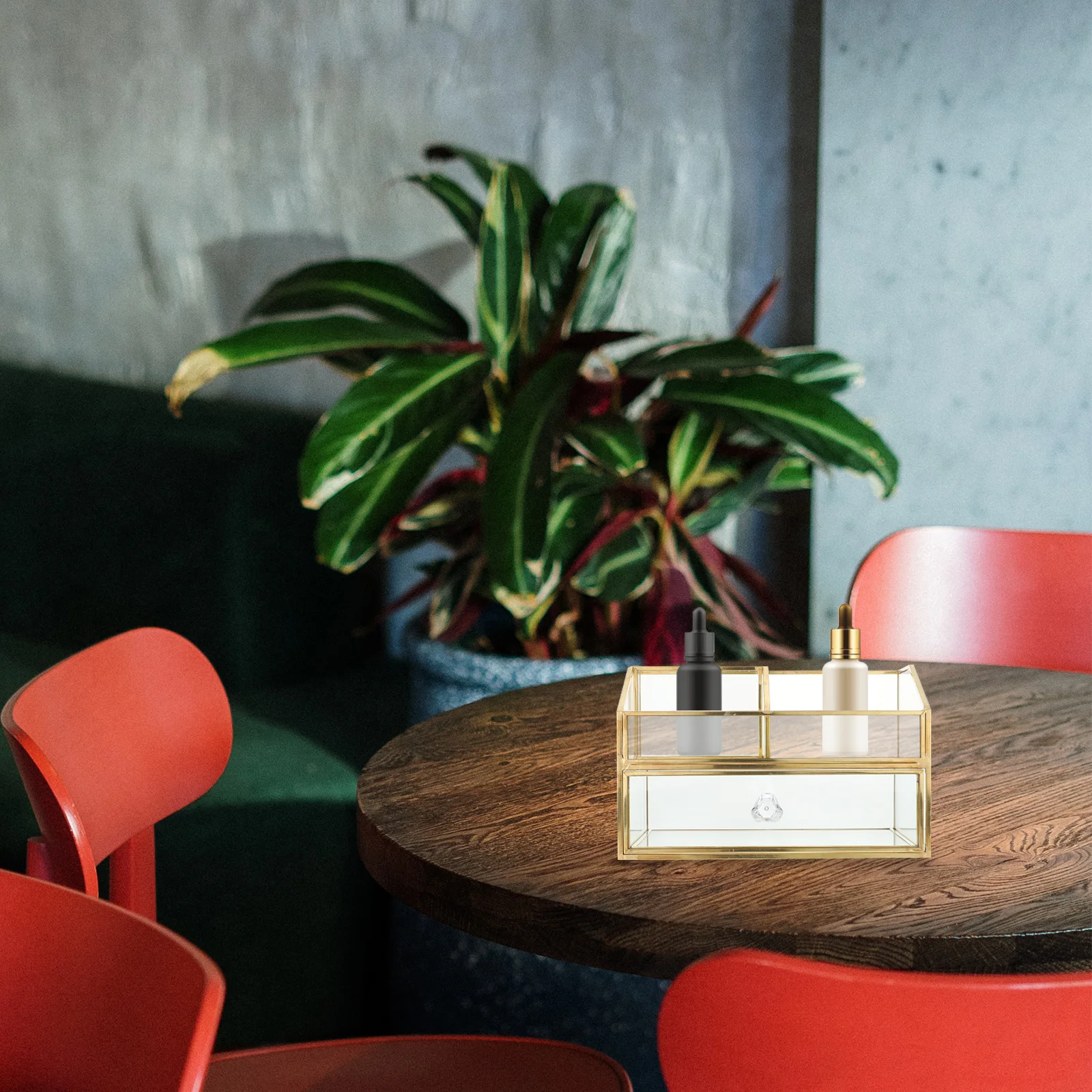 

Double Layer Glass Storage Box Eco Friendly Safe Material Sturdy Durable Organizer Large Capacity Desktop Container