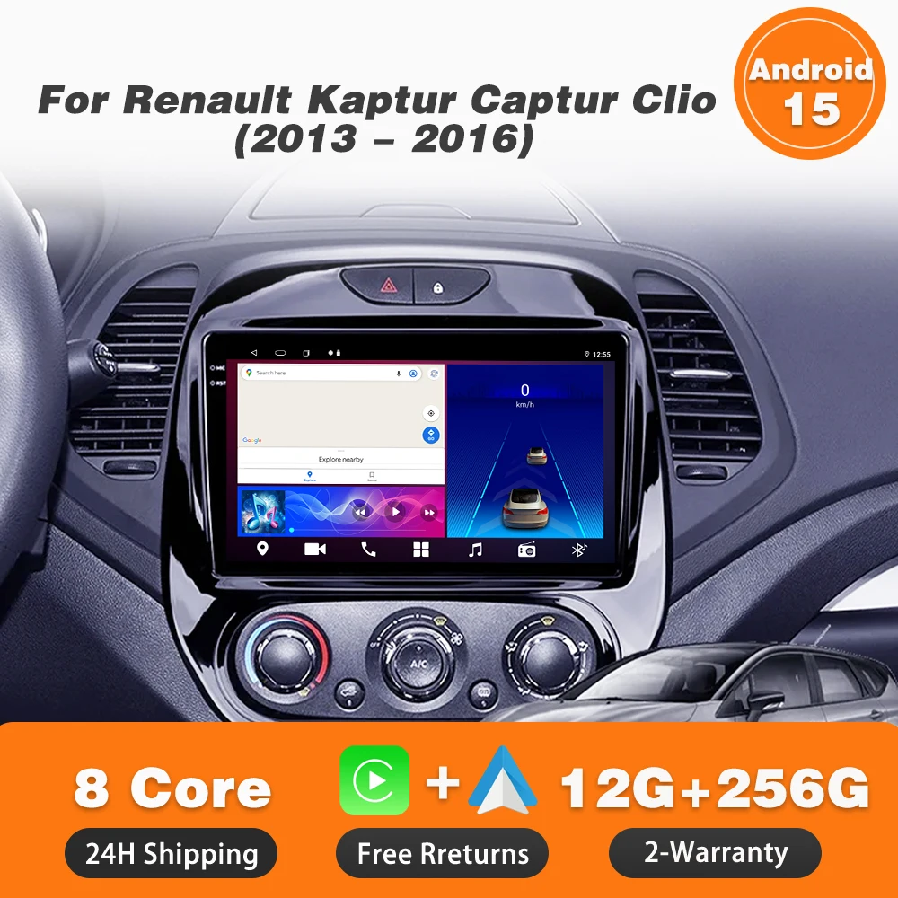 

Android 15 For Renault Kaptur Captur Clio Samsung QM3 2013 - 2016 Car RadioCarplay GPS Navigation Wireless Bluetooth 4G