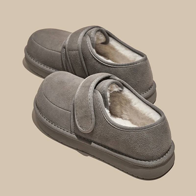 AIYUQI 2025 جديد المرأة أحذية الثلوج شقة سوليد الشتاء الدفء النساء أحذية قطنية كبيرة الحجم الفيلكرو أحذية نسائية #5