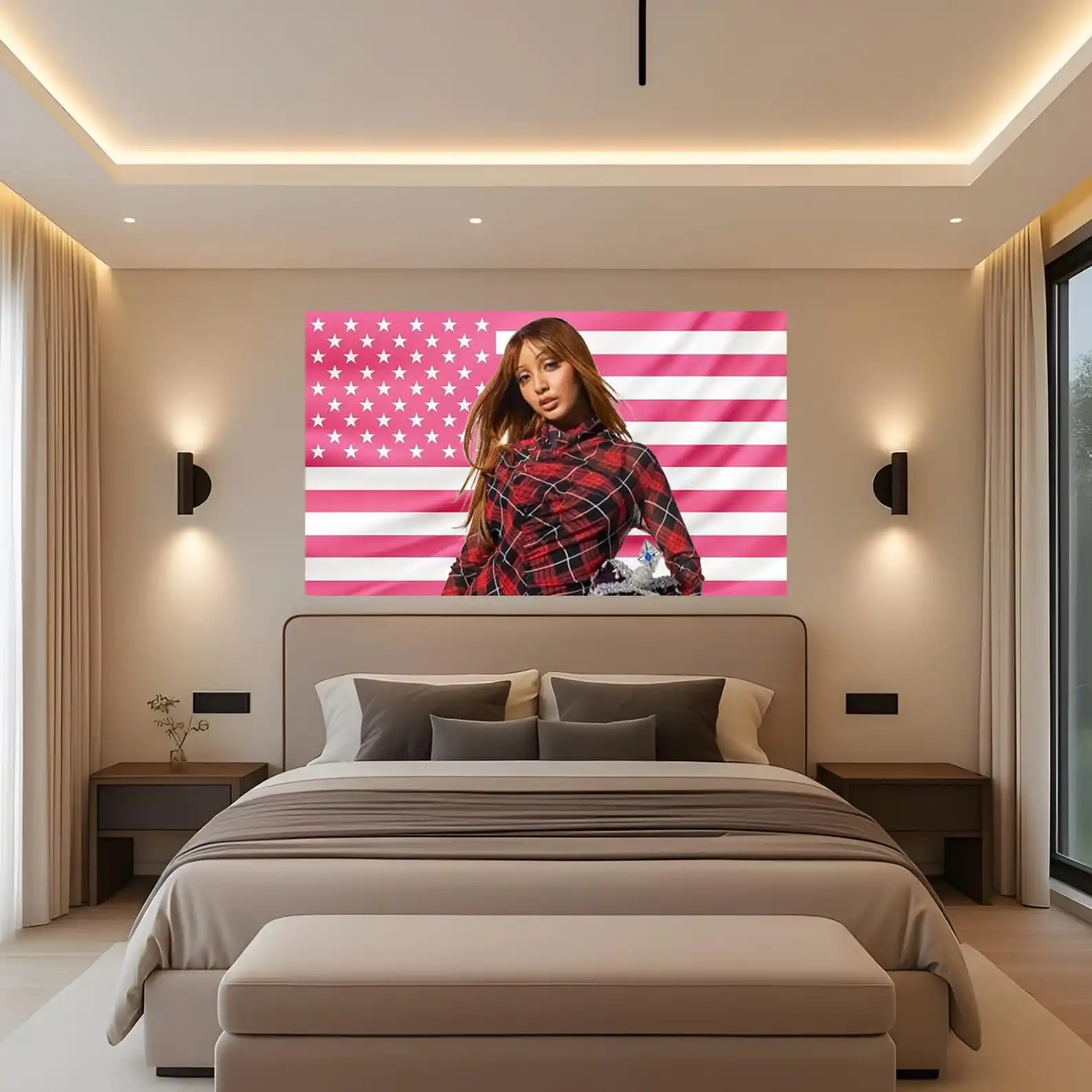 P-Pantheress Pink American Flag Custom Flags for Bedrooms Garage Decoration Decorative Home Objects Barber Shop Flaga Tapestry