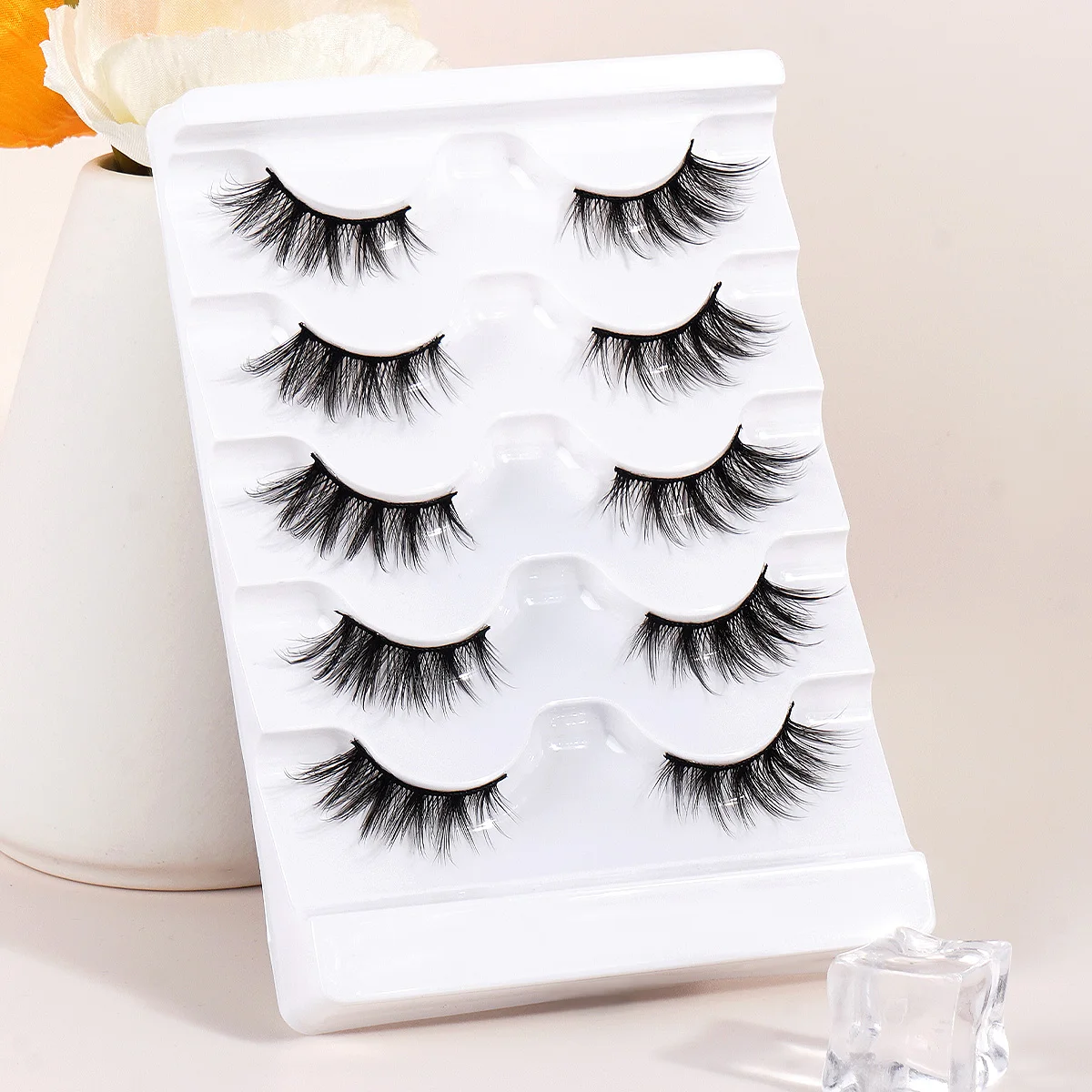 MAGEFY 5 Paar Fuchs-Wimpern, 8–16 mm, verlängerte Wimpern, Katzenaugen-Stil, um die Augen zu vergrößern, Augenschönheitszubehör für Frauen/Anfänger