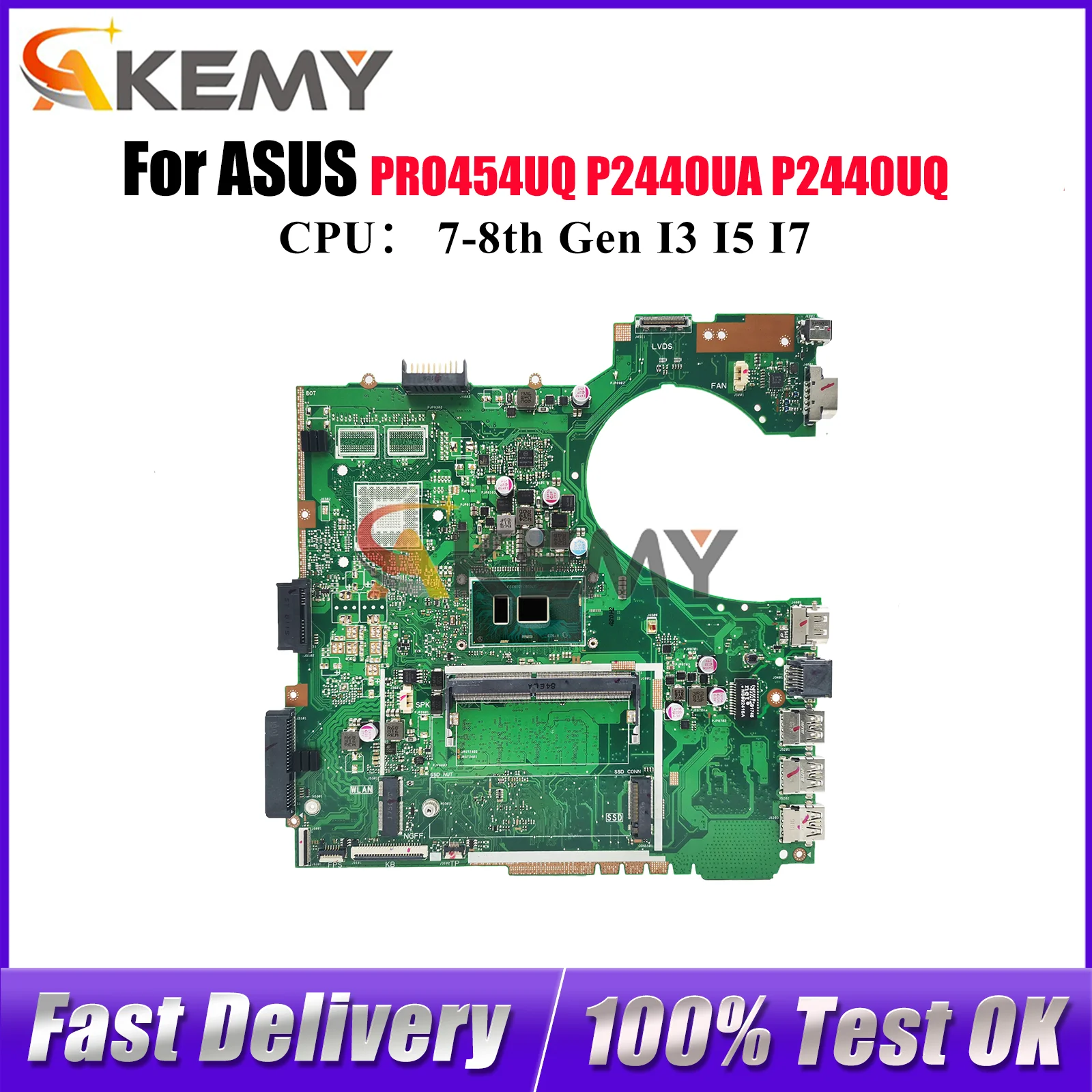 

P2440UA Laptop Motherboard For ASUS ProArt P2440UF PRO454UQ P2440UQ P2440UA P2440U Mainboard With I3 I5 I7 CPU 100% tests OK stk