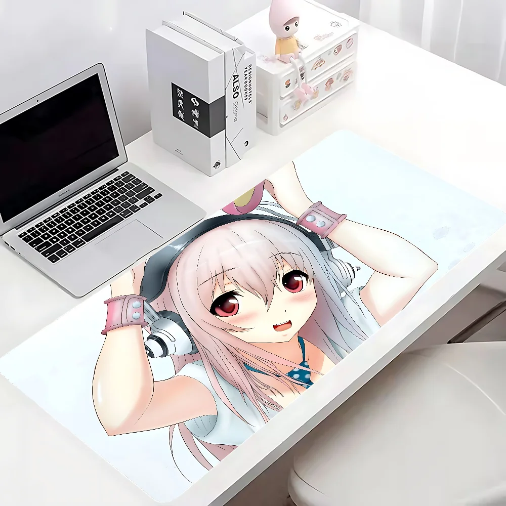 Cute Anime Girl PU Leather S-Super S-Sonico Mouse Pad Large Office Desk Mat Waterproof Desktop Keyboard Desk Pad Gaming Mousepad