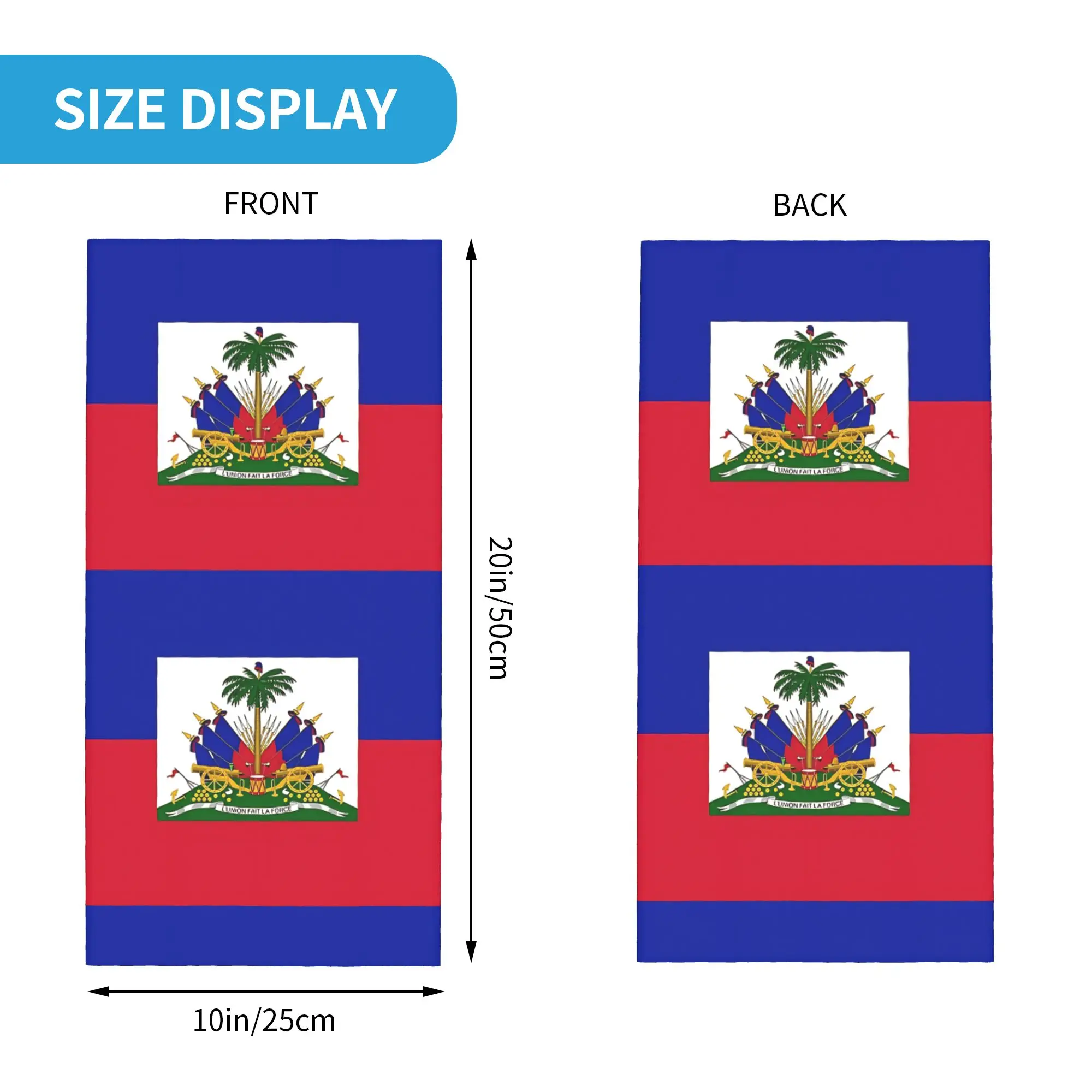 HAITI Haitian Flag Bandana Neck Gaiter Printed  Mask Scarf Multifunctional Headband Fishing for Men Women Adult Washable view 6