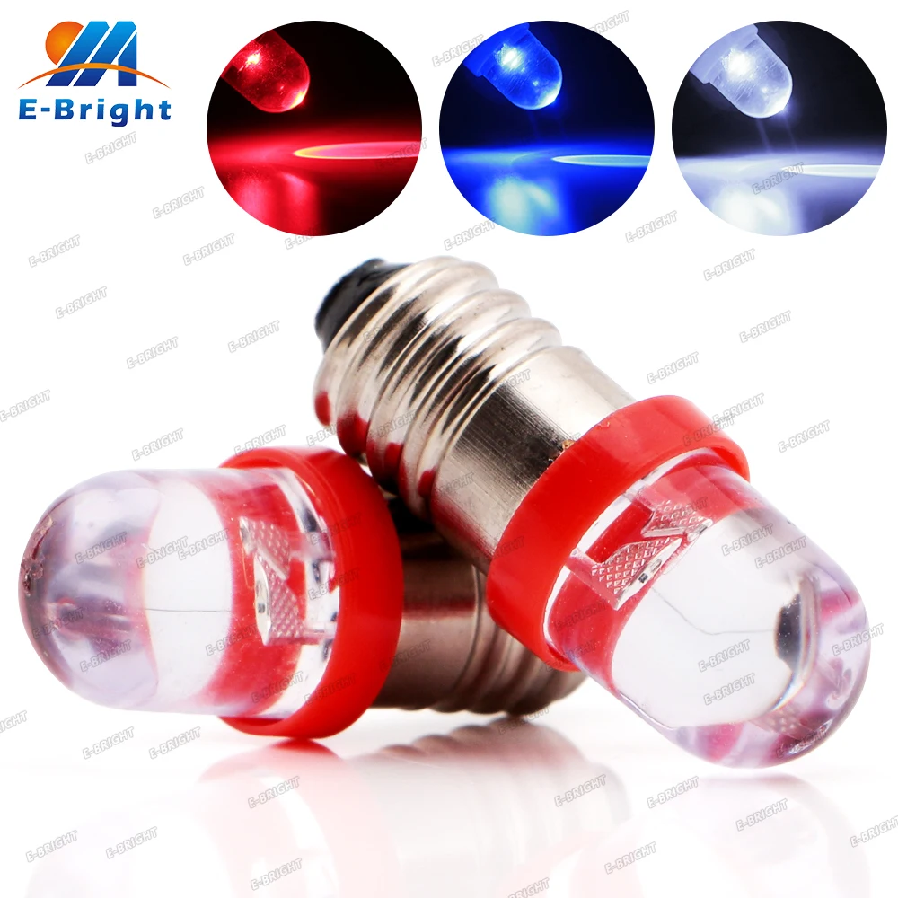 E10 Flashlight 12V 10pcs DC E10 LED Bulbs Car SUV Screw bulb Warning Signal Reverse Clearance Lights White Blue Red Green Amber