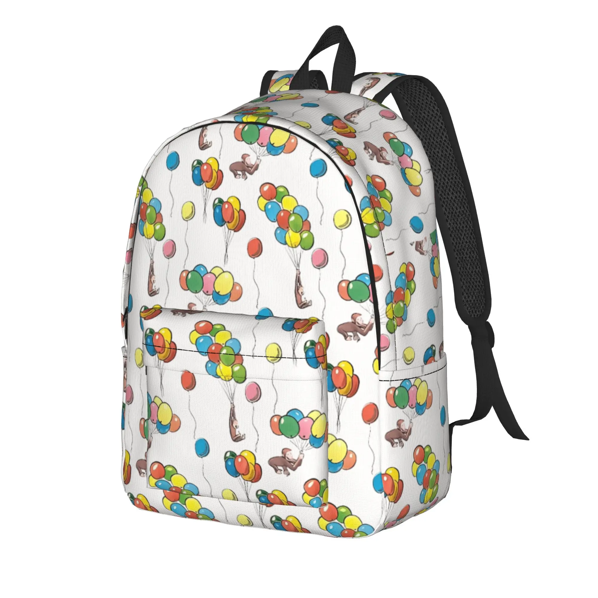 C-Curious George Backpack  Male Polyester Travel Backpacks Large Kawaii High School Bags Rucksack