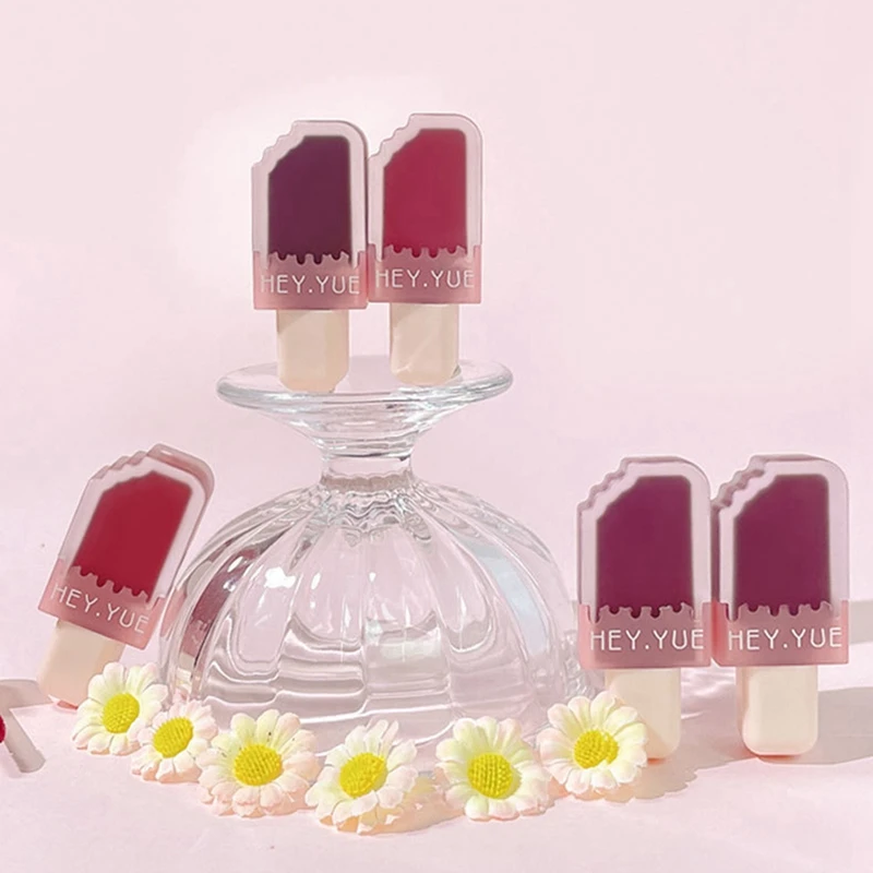 6 pezzi lucidalabbra velluto raso rossetto Lip Ice Cream Lip Glaze Waterproof Long Lasting Beauty Woman Lips
