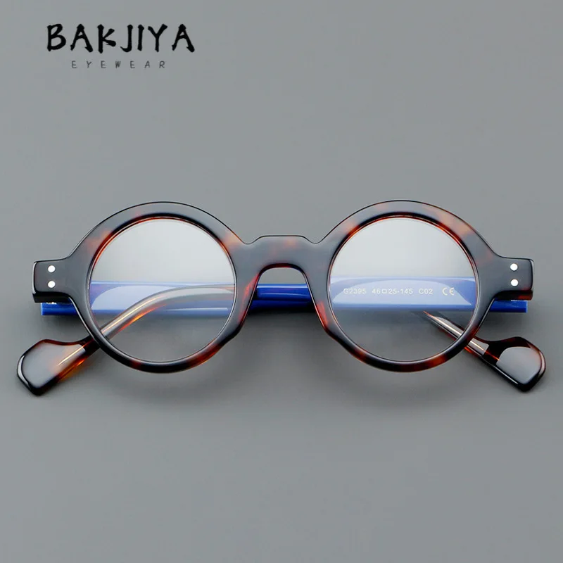 High Quality Retro Acetate Glasses Frame Women Men Small Round Rim Optical Eyewear Can Be Custom Prescription Read Eyeglasses