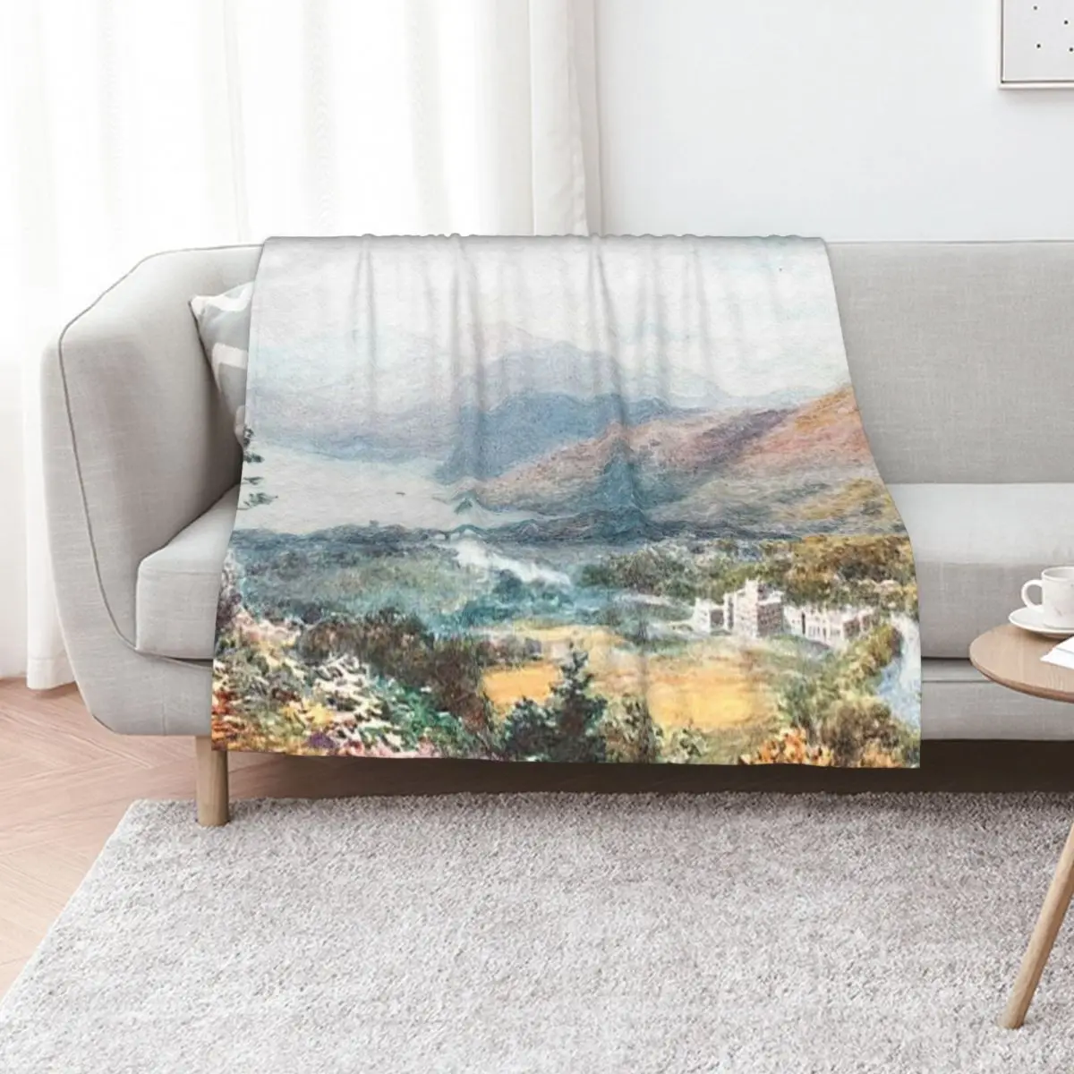 Vintage Illustration of Loch Tay & Taymouth Castle Throw Blanket Summer Softest Moving Decorative Sofa for babies Blankets