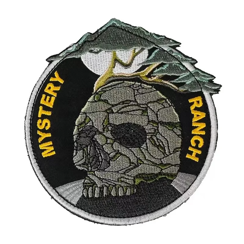 Mystery Ranch Skull Tactical Patches Embroidered Hook&Loop Patch Outdoor Skull Head Morale Badge DIY Backpack Stickers