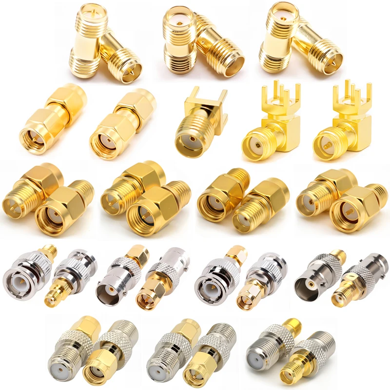 5pcs SMA Male Female to RP SMA N BNC UHF PL259 SO239 TNC Copper Brass Adapter Straight RF Coaxial Connector Converter