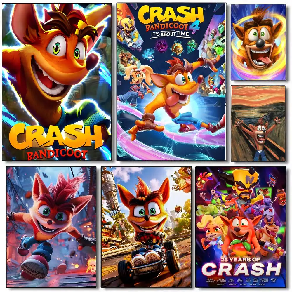 C-Crash Bandicoot Poster Wall Art Print Art Suitable For Living Room Bedroom Bar Parlor Home Decoration Gift