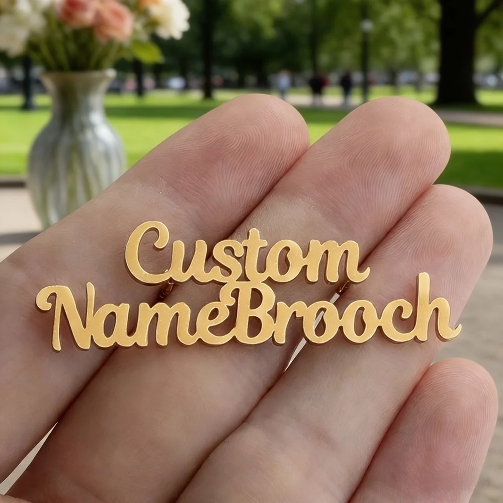 Customized Personalized Name Brooch Couple Stainless Steel Name Brooch, Suitable For Various Occasions Brooch Jewelry