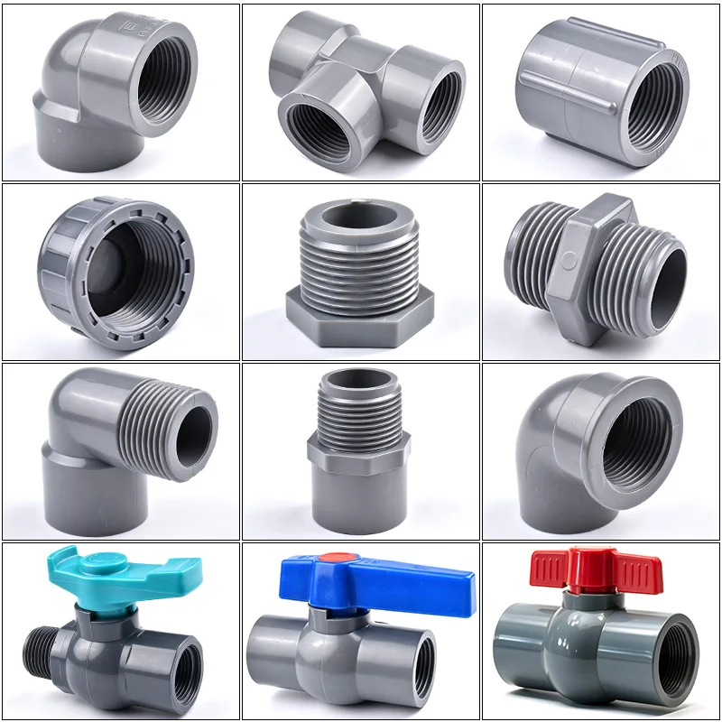 1/2~1Inch Female Male Thread Straight Elbow Tee Cap Valve Connector Aquarium Fish Tank  Pipe Adapter Garden Irrigation Joint