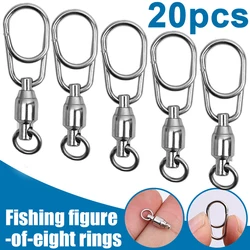 Fishing Swivels Snap Ball Bearing Swivel 5/10/20Pcs Stainless Split Ring Fishing Snap Rolling Swivel Carp Fishing Lure Connector