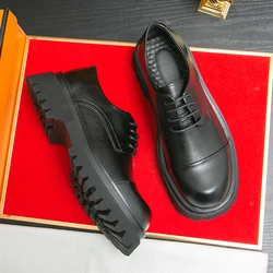 Italian Men's Casual Shoes Fashion Thick Bottom Grace Formal Shoes Men Luxury Original Dress Derby Shoes Moccasins Business Shoe