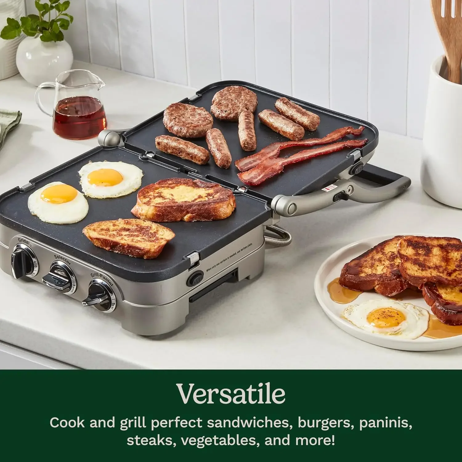 NIEUW Panini Press, roestvrijstalen bakplaat, tosti-ijzer en meer, 5-IN-1, GR-4NP1