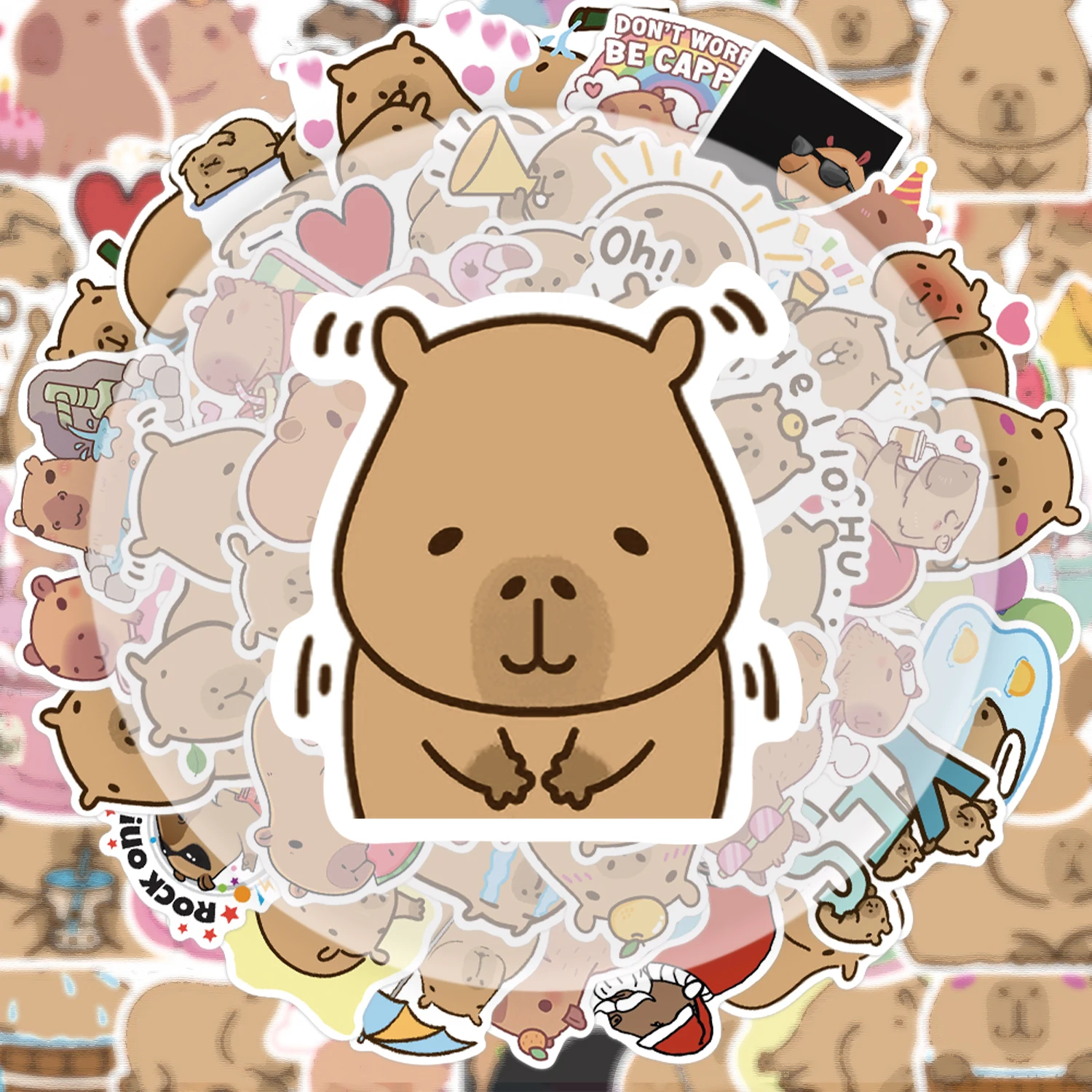 

50 Cute Capybara Stickers, Suitable for Decorating Water Bottles, Laptops, Cell Phones, Suitcases, Skateboards, Guitars, Gift Boxes, and Party Decorations