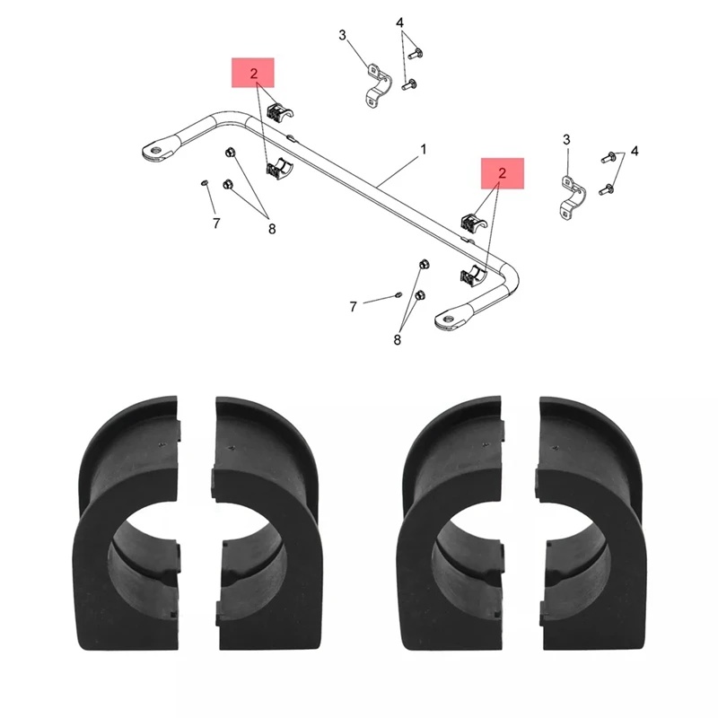 Well-2Pcs Rear Stabilizer Bar Bushings For Polaris Ranger 500 570 499 700 800 900 1000 5439731 5438903 5437423 5433866