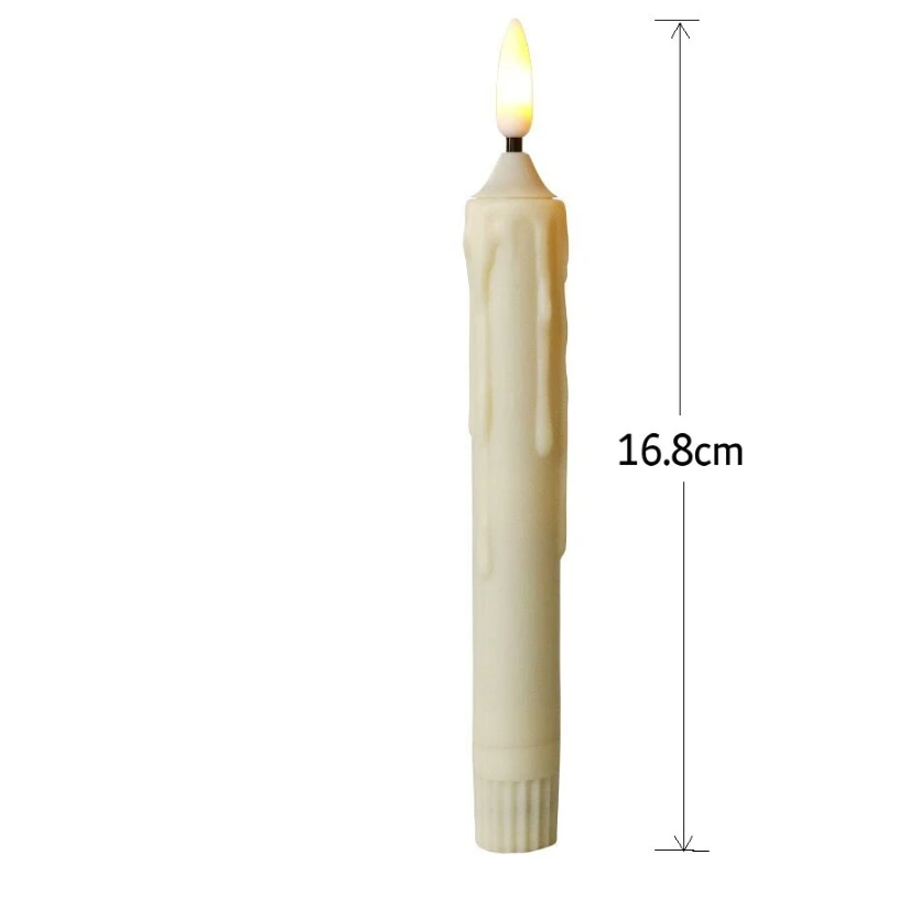 Mèche 3D sans flamme ci-après, anciers de fenêtre scintillant, cône LED, cire trempée, ivoire à piles, décor de table à la maison, 6.6"