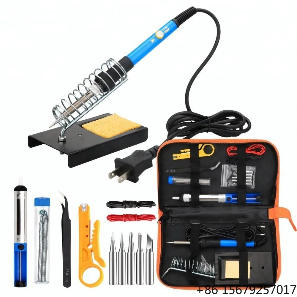 FRANKEVER 60W Adjustable Temperature Diy Electronics Soldering Iron Kit Tool Set with Digital Multimeter